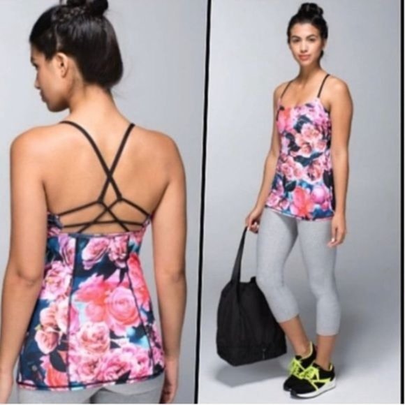 LuluLemon Dancing Warrior Secret Garden Strappy Tank Top - Picture 1 of 11